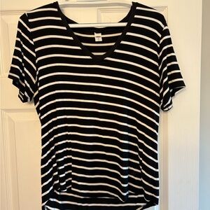 Old Navy Black and White Striped Tee